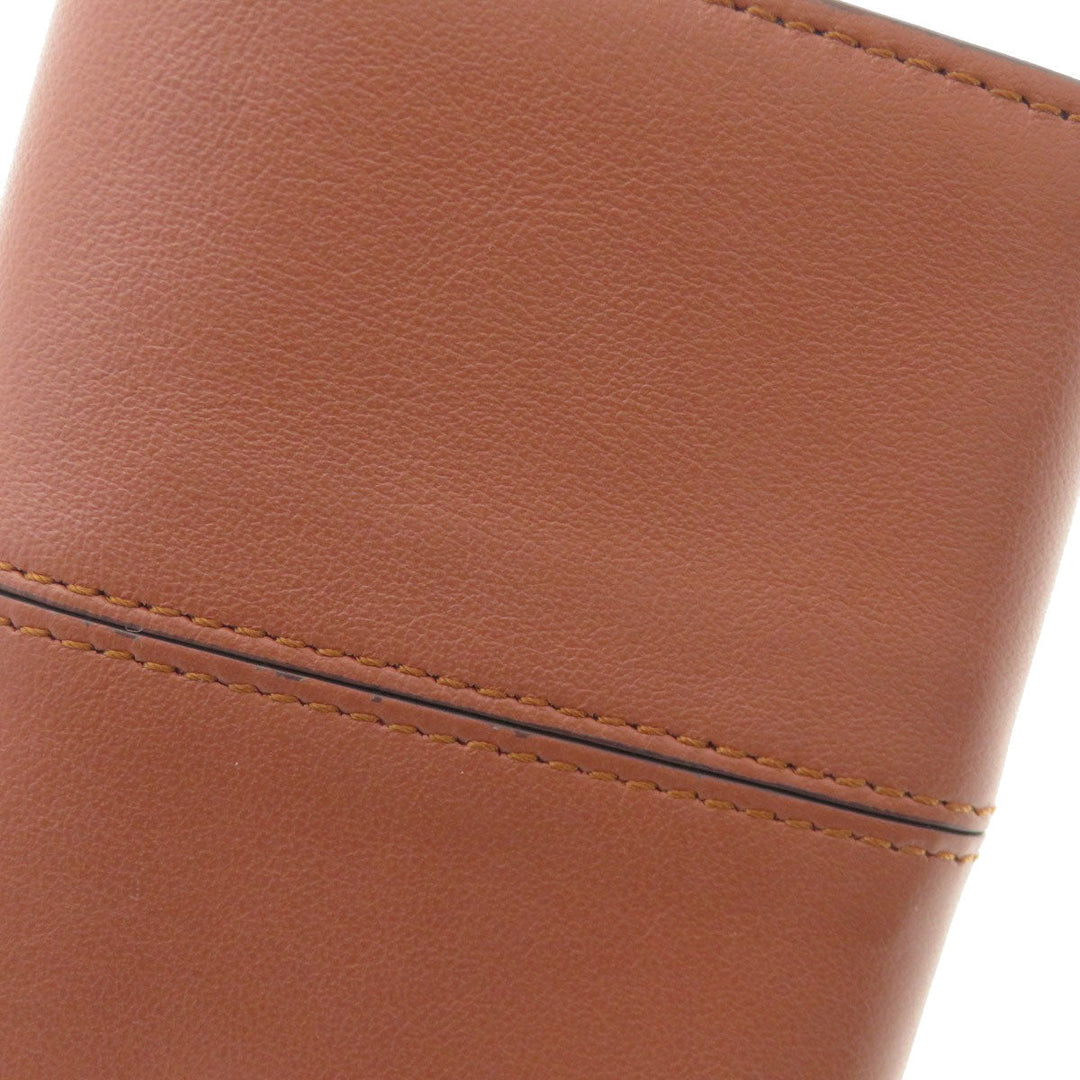 FENDI Card Case Calfskin Brown Peekaboo Women Used Authentic