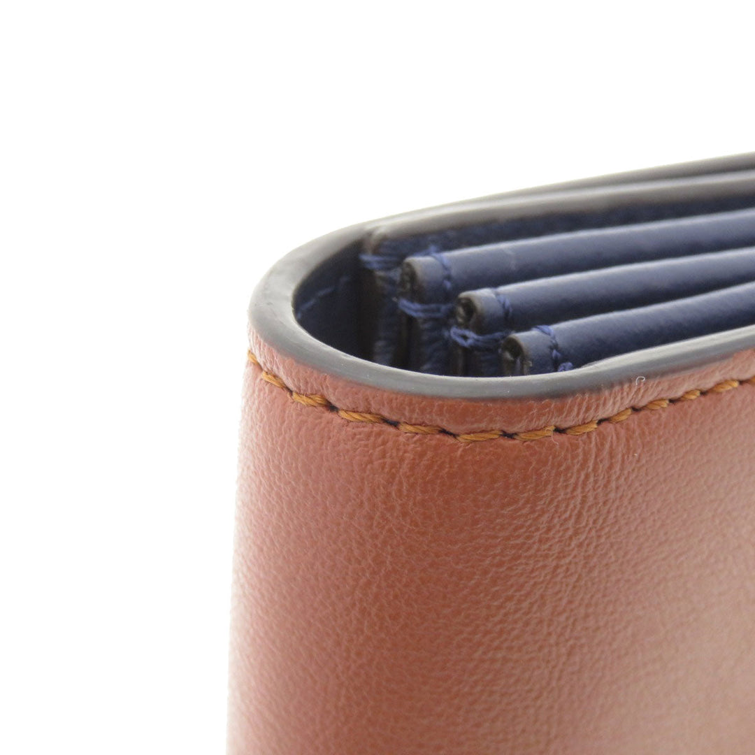 FENDI Card Case Calfskin Brown Peekaboo Women Used Authentic