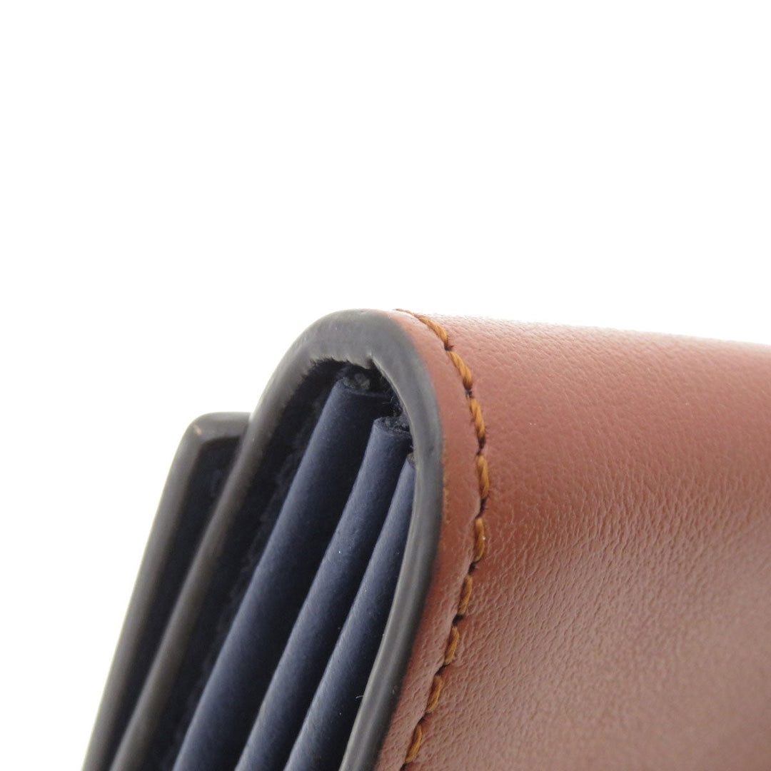 FENDI Card Case Calfskin Brown Peekaboo Women Used Authentic