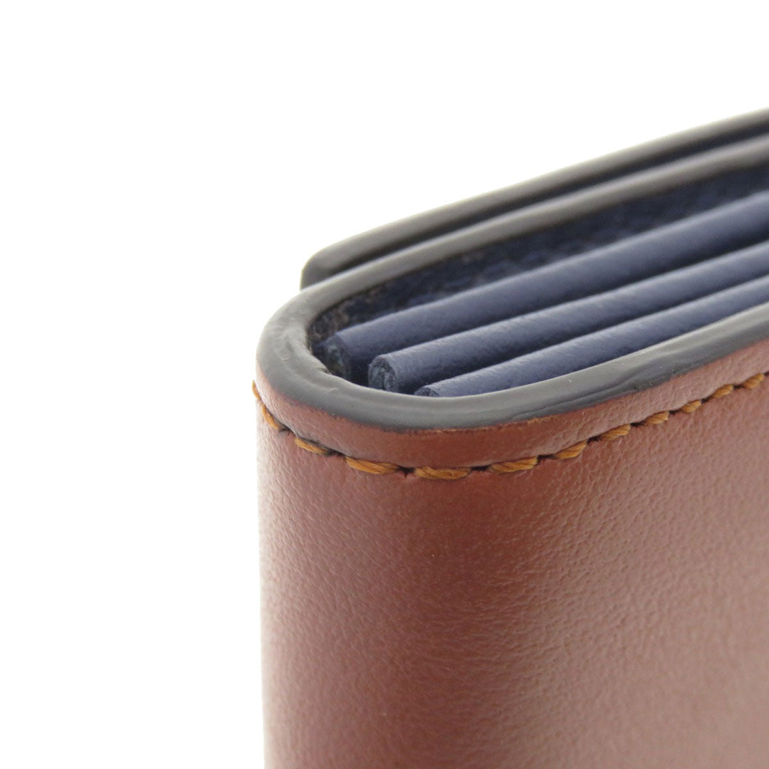 FENDI Card Case Calfskin Brown Peekaboo Women Used Authentic