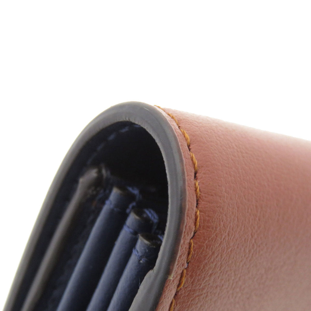 FENDI Card Case Calfskin Brown Peekaboo Women Used Authentic