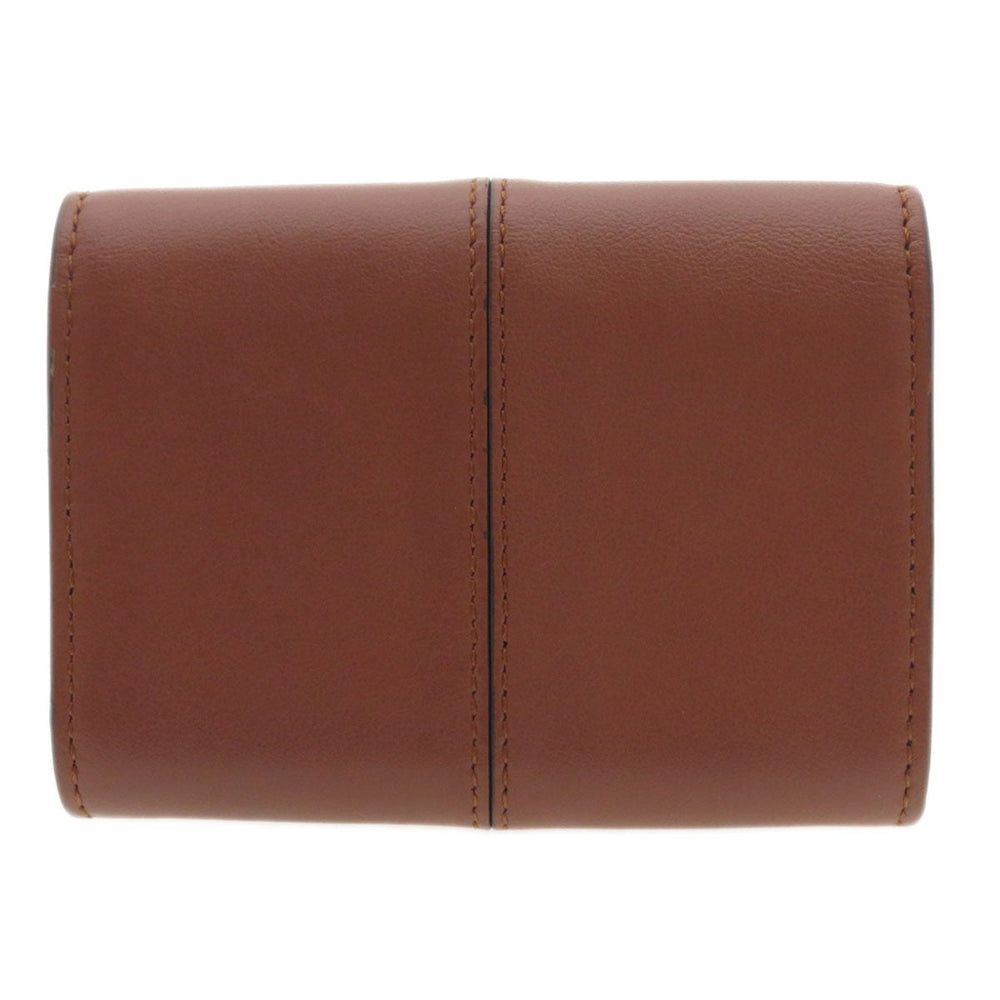 FENDI Card Case Calfskin Brown Peekaboo Women Used Authentic