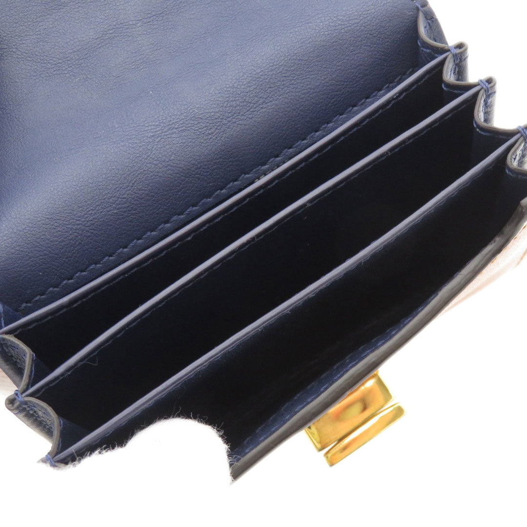 FENDI Card Case Calfskin Brown Peekaboo Women Used Authentic