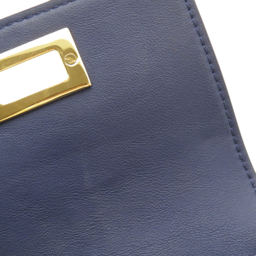 FENDI Card Case Calfskin Brown Peekaboo Women Used Authentic