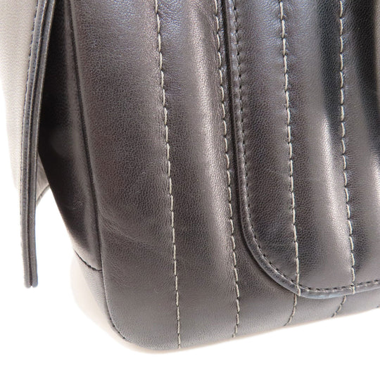 CHANEL Tote Bag lambskin black Mademoiselle SilverMetal Women Used Authentic