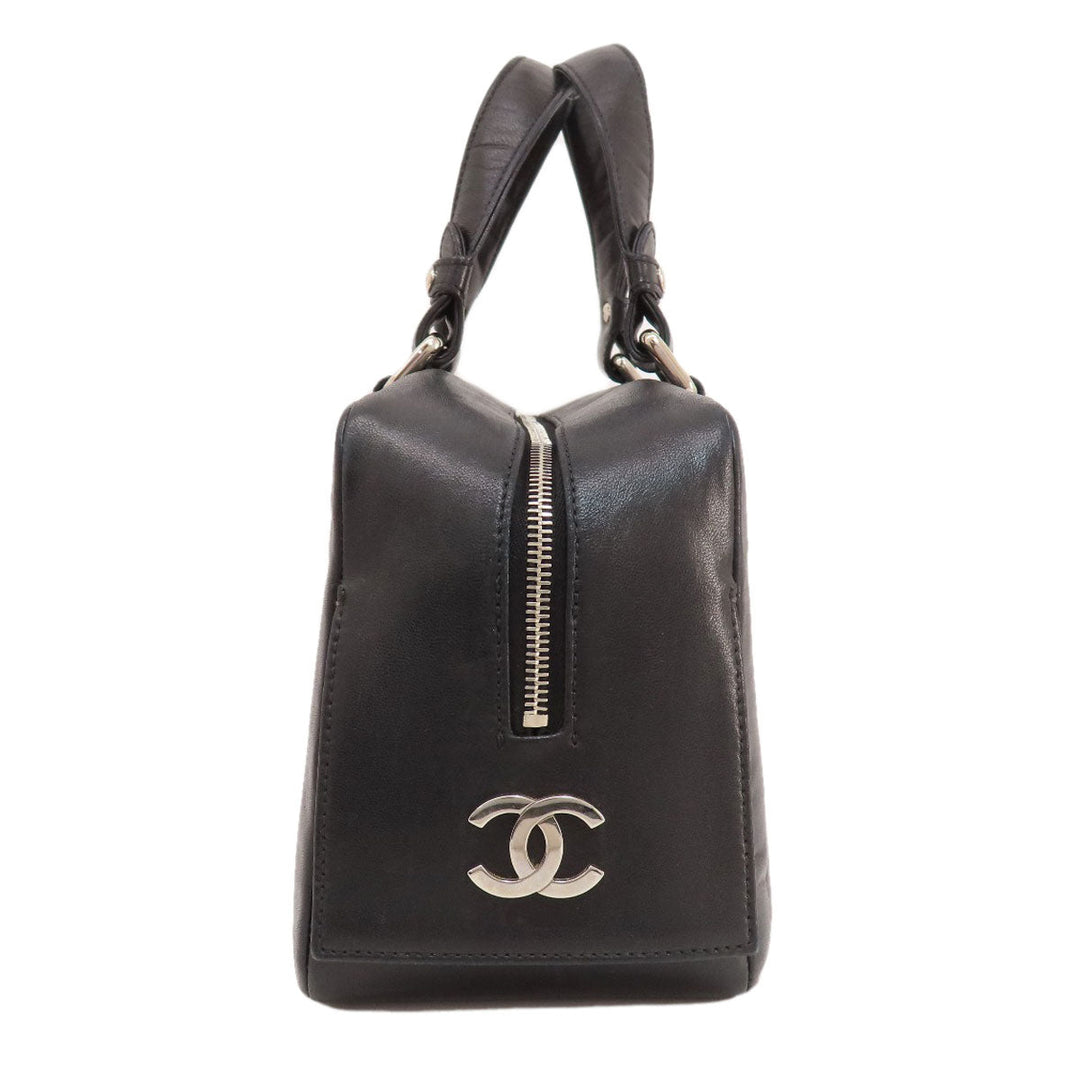 CHANEL Tote Bag lambskin black Mademoiselle SilverMetal Women Used Authentic