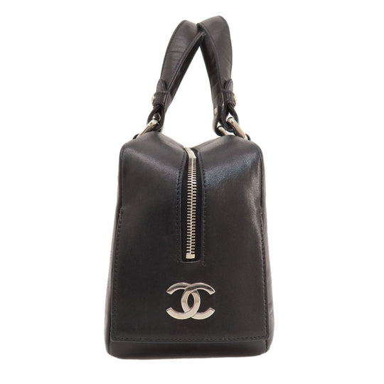 CHANEL Tote Bag lambskin black Mademoiselle SilverMetal Women Used Authentic