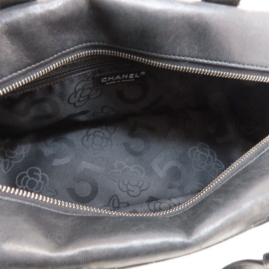 CHANEL Tote Bag lambskin black Mademoiselle SilverMetal Women Used Authentic