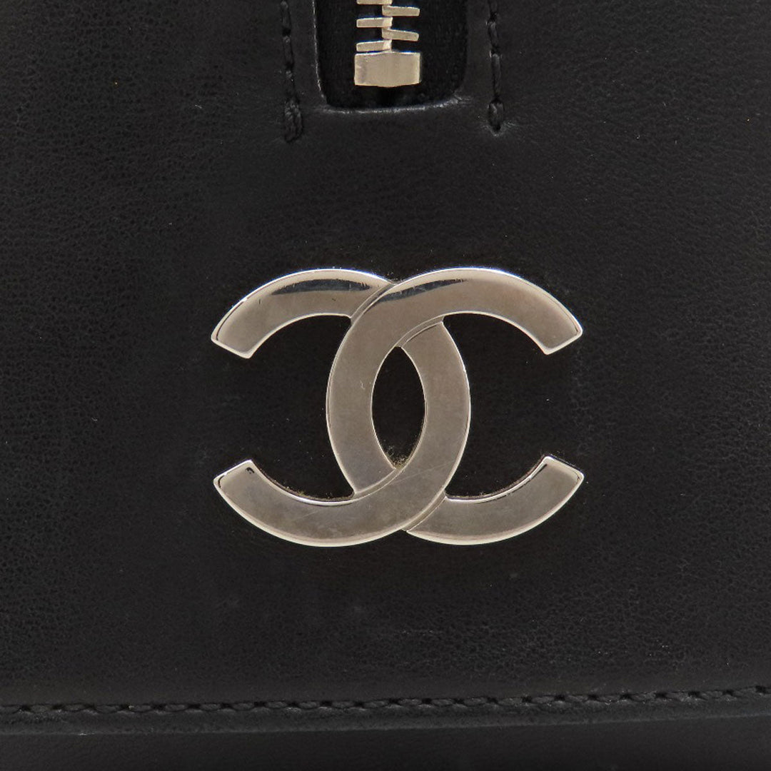 CHANEL Tote Bag lambskin black Mademoiselle SilverMetal Women Used Authentic