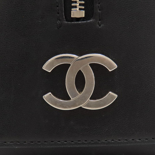 CHANEL Tote Bag lambskin black Mademoiselle SilverMetal Women Used Authentic