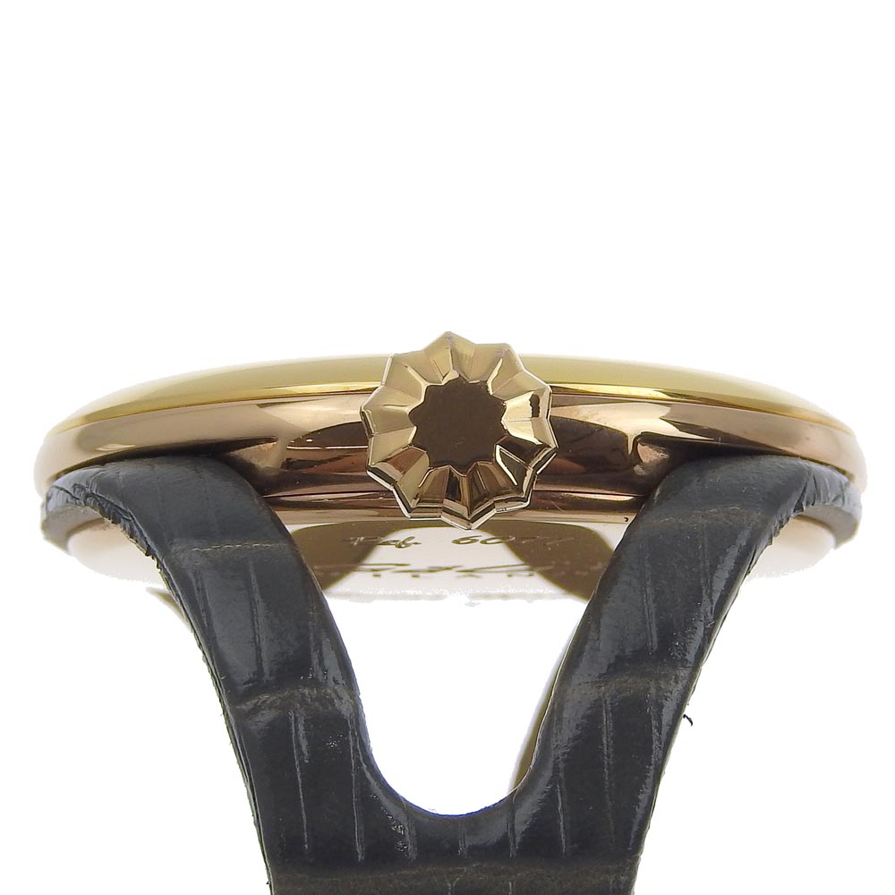 Gaga Milano Watches Quartz 6071 Stainless Steel, Plated Gold, Leather gold Flat 42 Black shell dial unisex(Unisex) Used Authentic