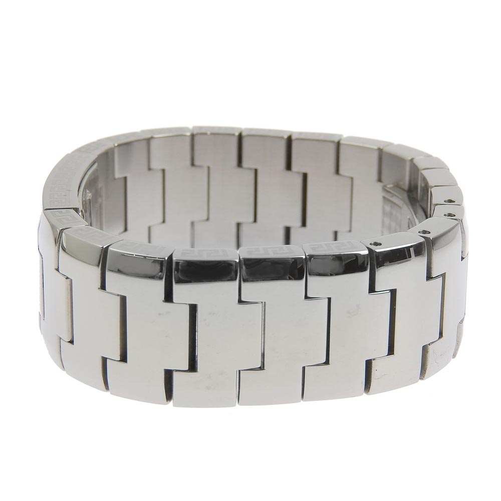 VERSACE Watches Quartz Stainless Steel Silver black dial Women Used Authentic