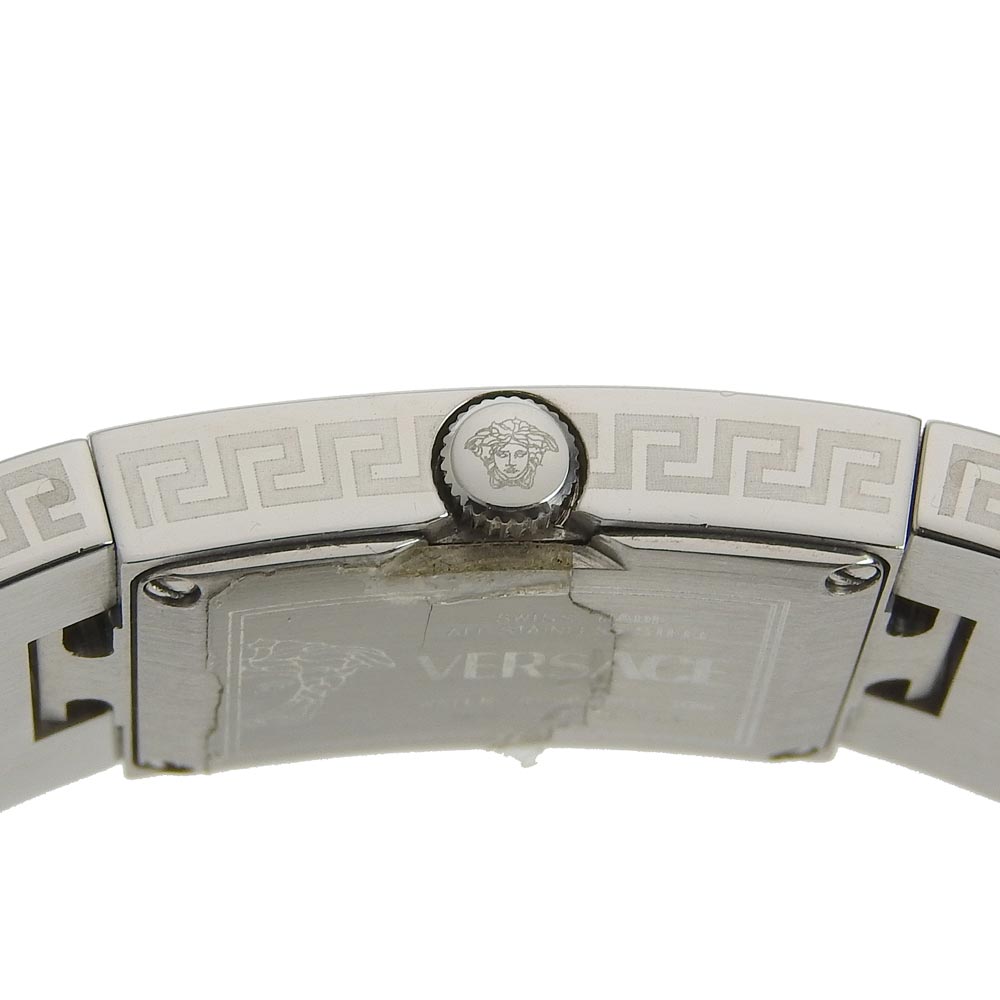 VERSACE Watches Quartz Stainless Steel Silver black dial Women Used Authentic