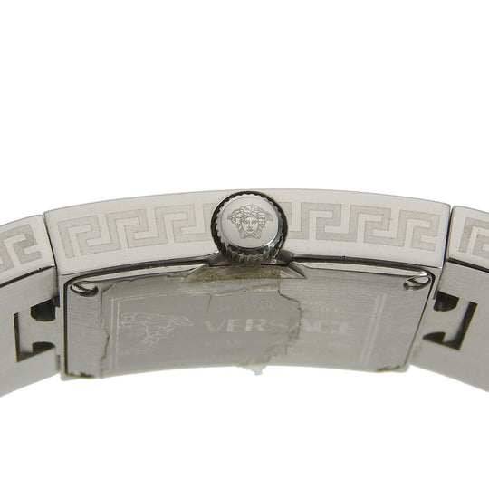 VERSACE Watches Quartz Stainless Steel Silver black dial Women Used Authentic