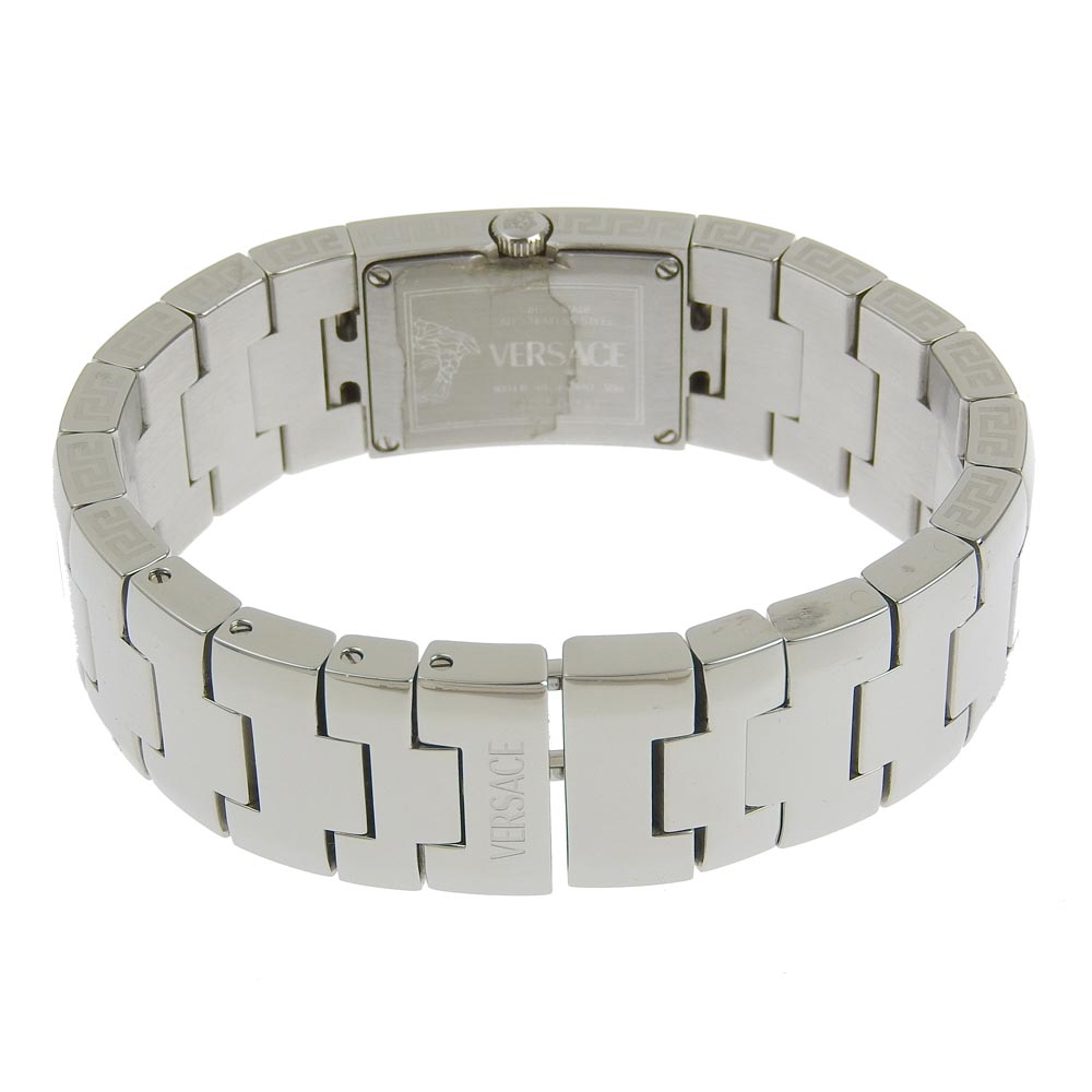 VERSACE Watches Quartz Stainless Steel Silver black dial Women Used Authentic