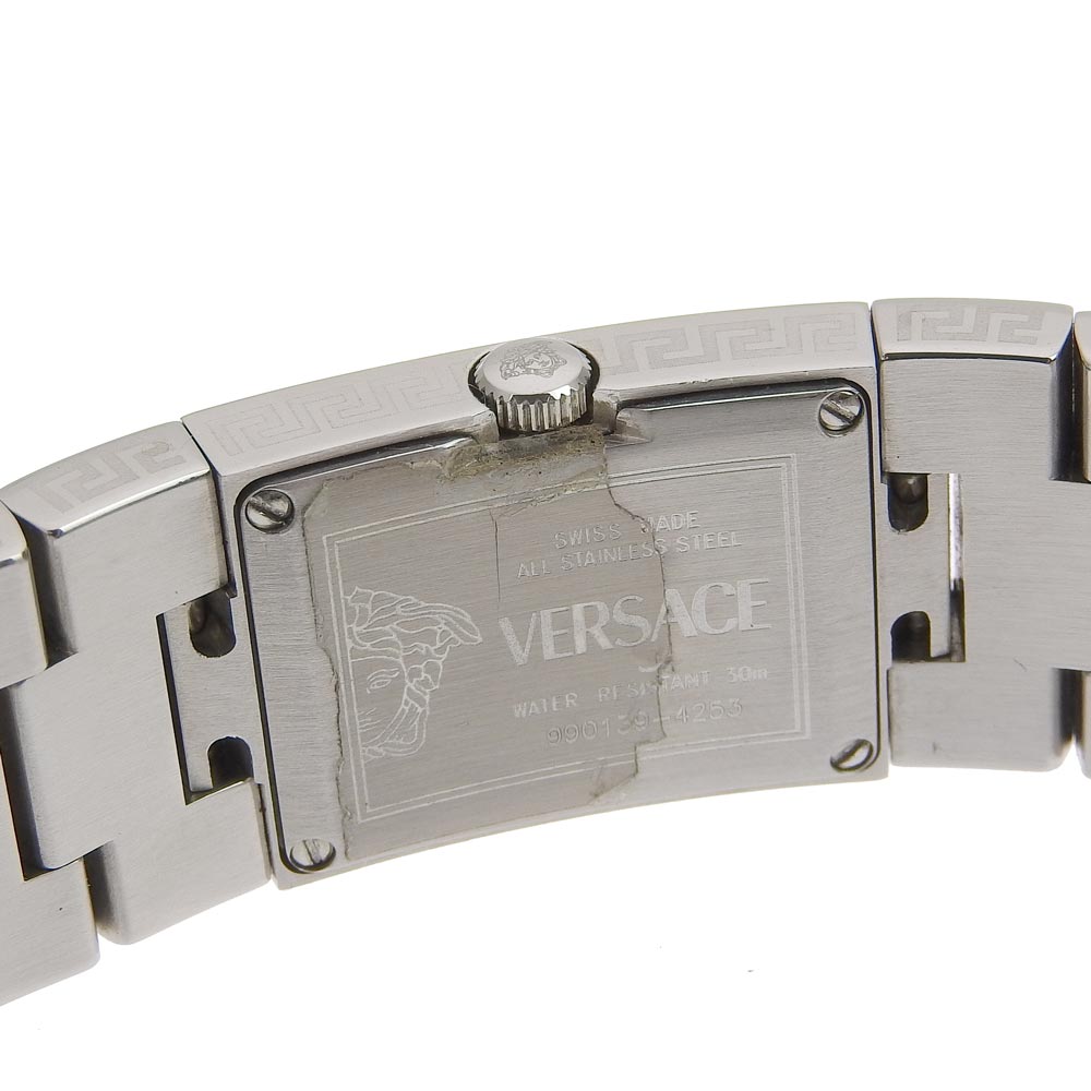 VERSACE Watches Quartz Stainless Steel Silver black dial Women Used Authentic