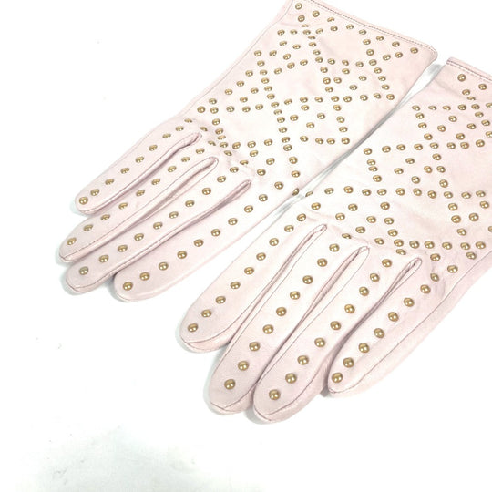 Dior gloves leather pink Studs Cannage Women 8 Used Authentic