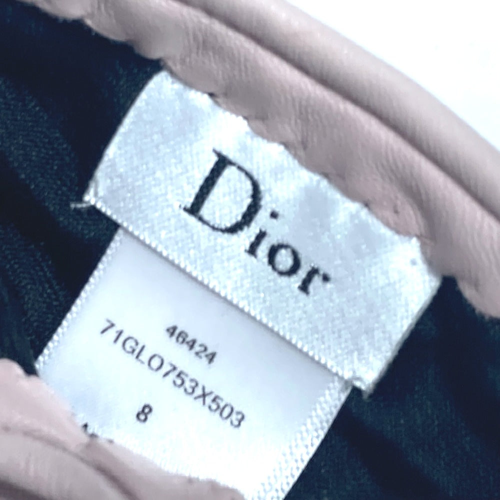 Dior gloves leather pink Studs Cannage Women 8 Used Authentic