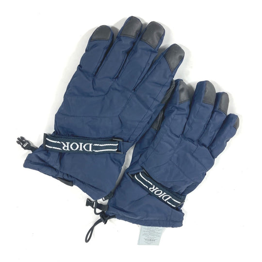Dior gloves 113C901A0459 polyamide Navy Snowboarding Skiing logo gloves mens Used Authentic