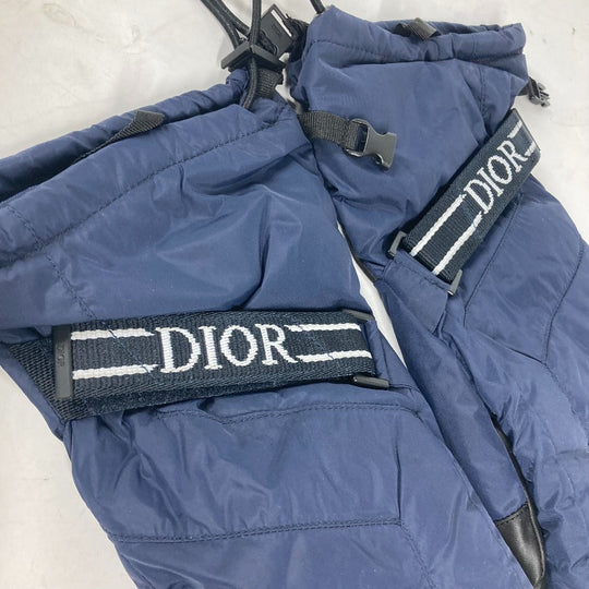 Dior gloves 113C901A0459 polyamide Navy Snowboarding Skiing logo gloves mens Used Authentic