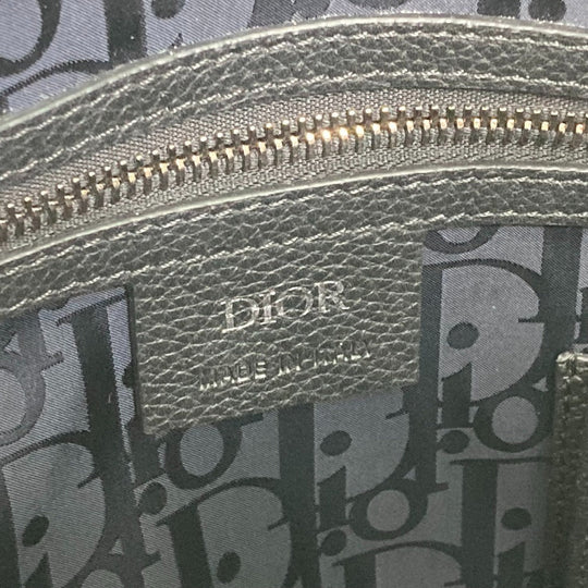 DIOR HOMME Business bag leather black Handbag logo Inner Trotter Oblique mens Used Authentic