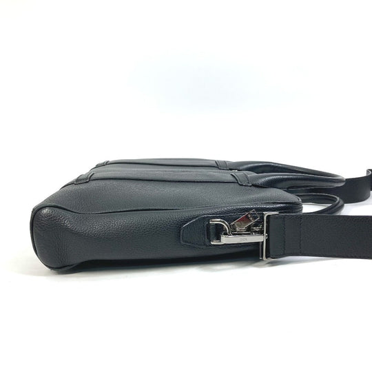 DIOR HOMME Business bag leather black Handbag logo Inner Trotter Oblique mens Used Authentic