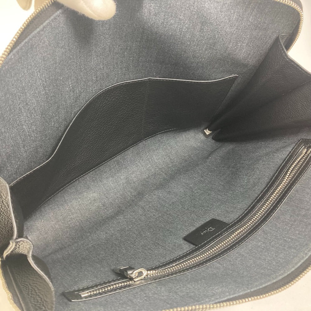 DIOR HOMME Business bag leather black Handbag Tote Bag logo mens Used Authentic