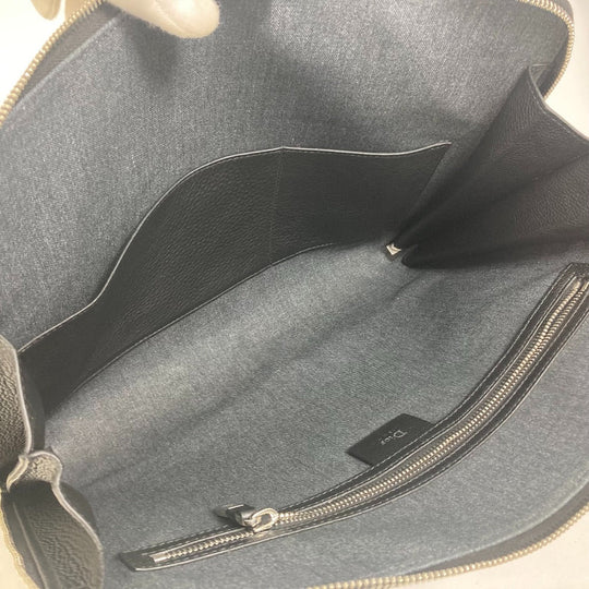 DIOR HOMME Business bag leather black Handbag Tote Bag logo mens Used Authentic