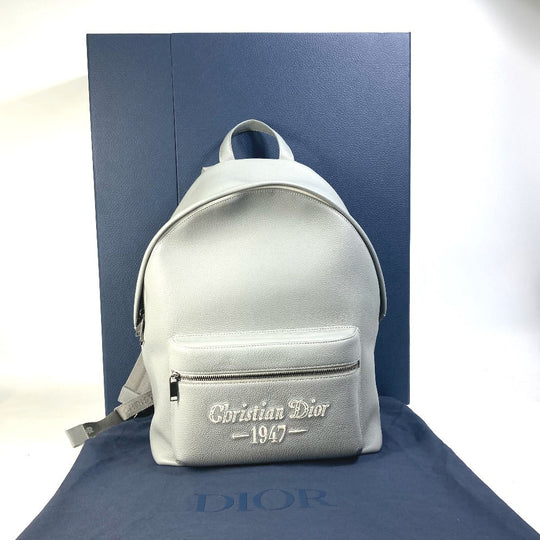 Dior Backpack 1ESBA088NFS Calfskin gray rider RIDER1947 logo backpack mens Used Authentic