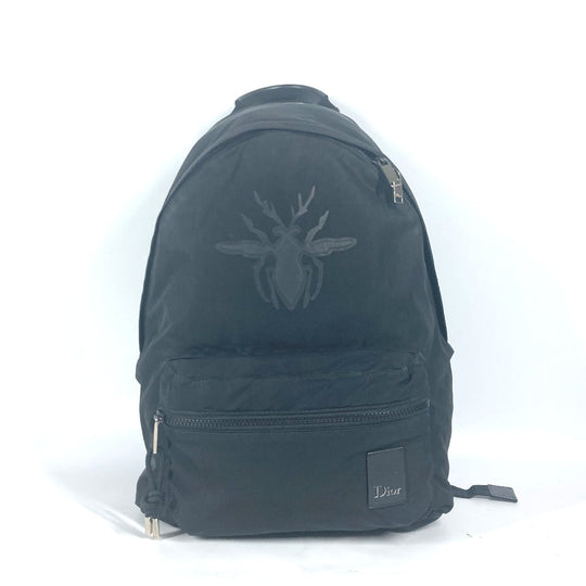 Dior Backpack Nylon black Bee bee logo unisex(Unisex) Used Authentic