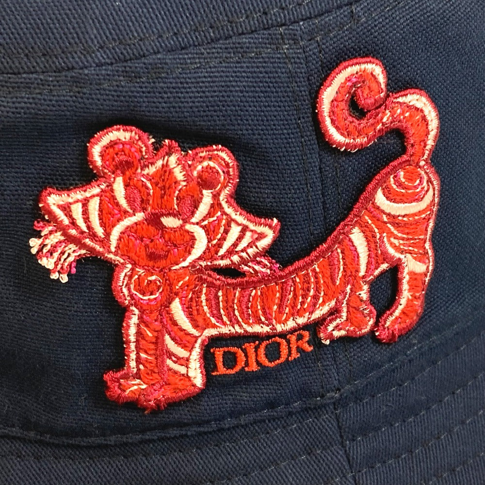 Dior hat cotton blue embroidered tiger patch Kenny scharf unisex(Unisex) M Used Authentic