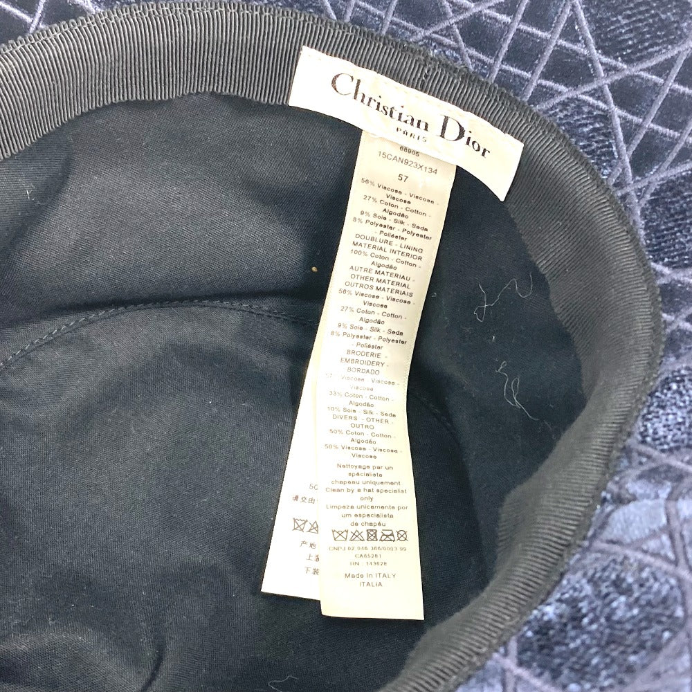 Dior hat 15CAN923X134 Cotton / Silk / Viscose Polyester Navy 21AW Velor Canage logo bob unisex(Unisex) 57 Used Authentic