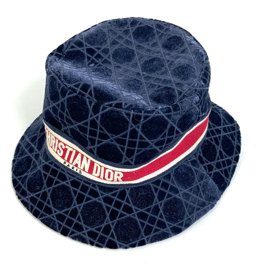Dior hat 15CAN923X134 Cotton / Silk / Viscose Polyester Navy 21AW Velor Canage logo bob unisex(Unisex) 57 Used Authentic