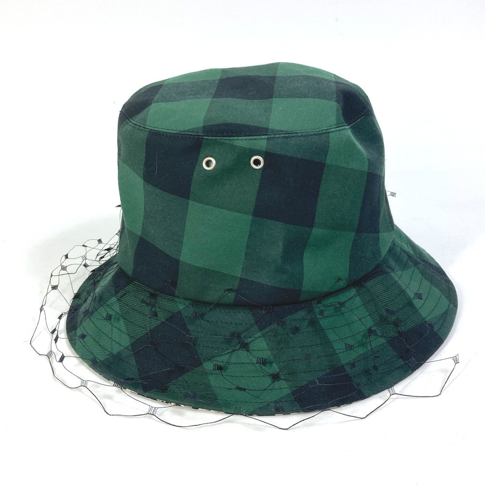 Dior hat 95TDD923G142 Polyester / Cotton green Oblique Veiled bob hat with checked tulle Women 57 Used Authentic