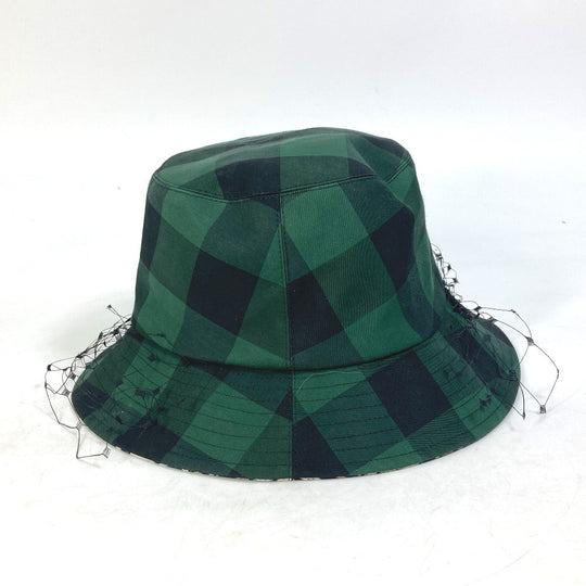 Dior hat 95TDD923G142 Polyester / Cotton green Oblique Veiled bob hat with checked tulle Women 57 Used Authentic