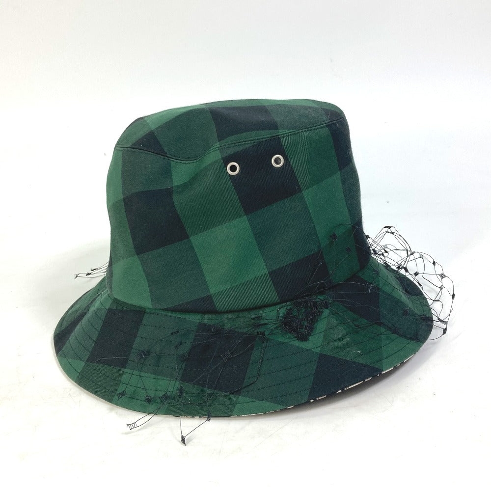Dior hat 95TDD923G142 Polyester / Cotton green Oblique Veiled bob hat with checked tulle Women 57 Used Authentic