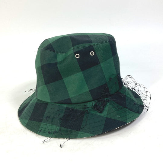 Dior hat 95TDD923G142 Polyester / Cotton green Oblique Veiled bob hat with checked tulle Women 57 Used Authentic