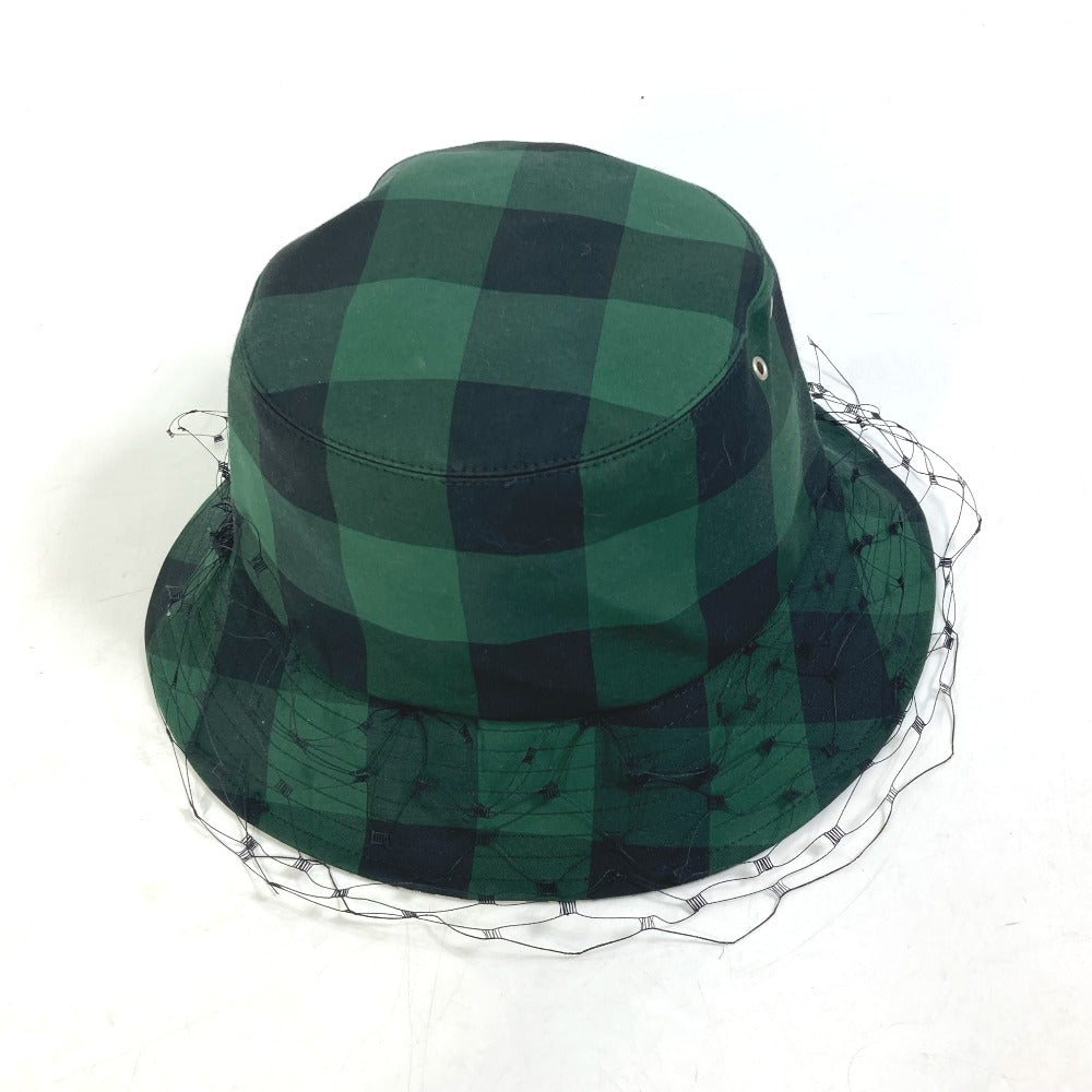 Dior hat 95TDD923G142 Polyester / Cotton green Oblique Veiled bob hat with checked tulle Women 57 Used Authentic