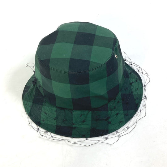 Dior hat 95TDD923G142 Polyester / Cotton green Oblique Veiled bob hat with checked tulle Women 57 Used Authentic