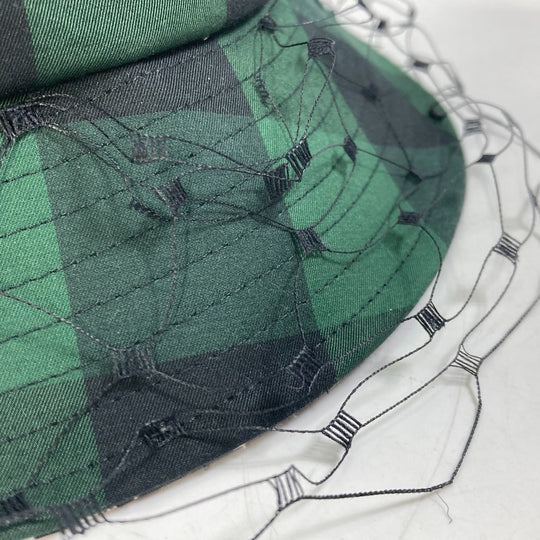 Dior hat 95TDD923G142 Polyester / Cotton green Oblique Veiled bob hat with checked tulle Women 57 Used Authentic