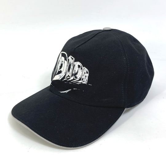 Dior cap 243C904I4511 cotton black logo print mens M Used Authentic