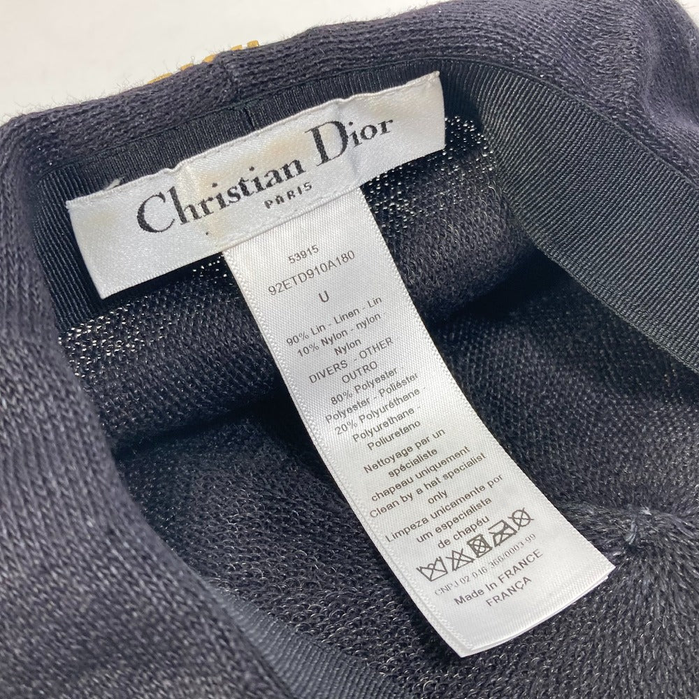 Dior beret 92ETD910A180 Linen, Nylon black logo Women Used Authentic