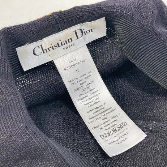 Dior beret 92ETD910A180 Linen, Nylon black logo Women Used Authentic