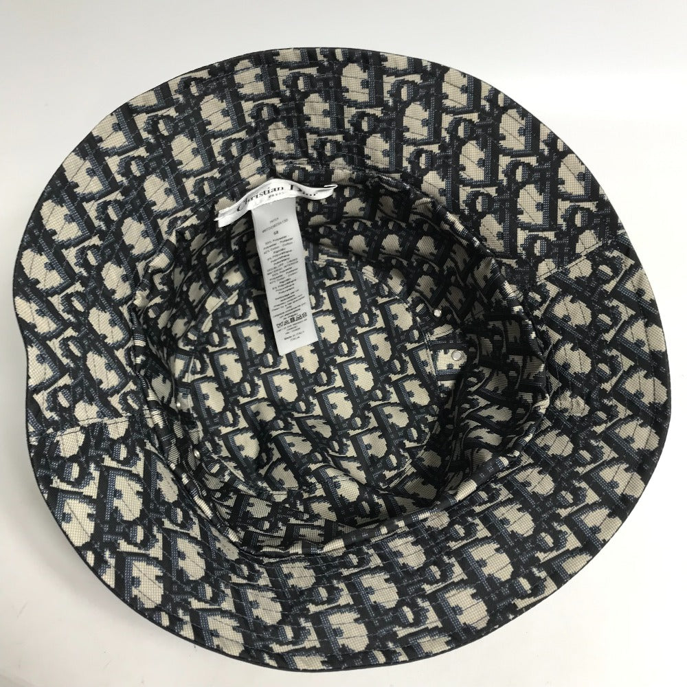 Dior hat 95TDD923A130 polyester Navy Oblique TEDDY-D Bob Hat Women 58 Used Authentic
