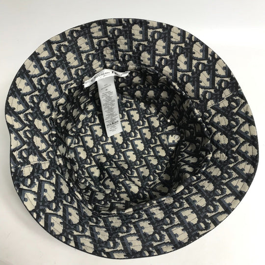 Dior hat 95TDD923A130 polyester Navy Oblique TEDDY-D Bob Hat Women 58 Used Authentic