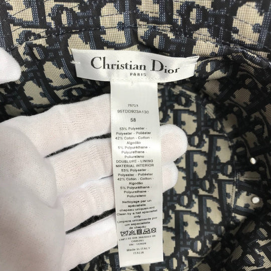 Dior hat 95TDD923A130 polyester Navy Oblique TEDDY-D Bob Hat Women 58 Used Authentic