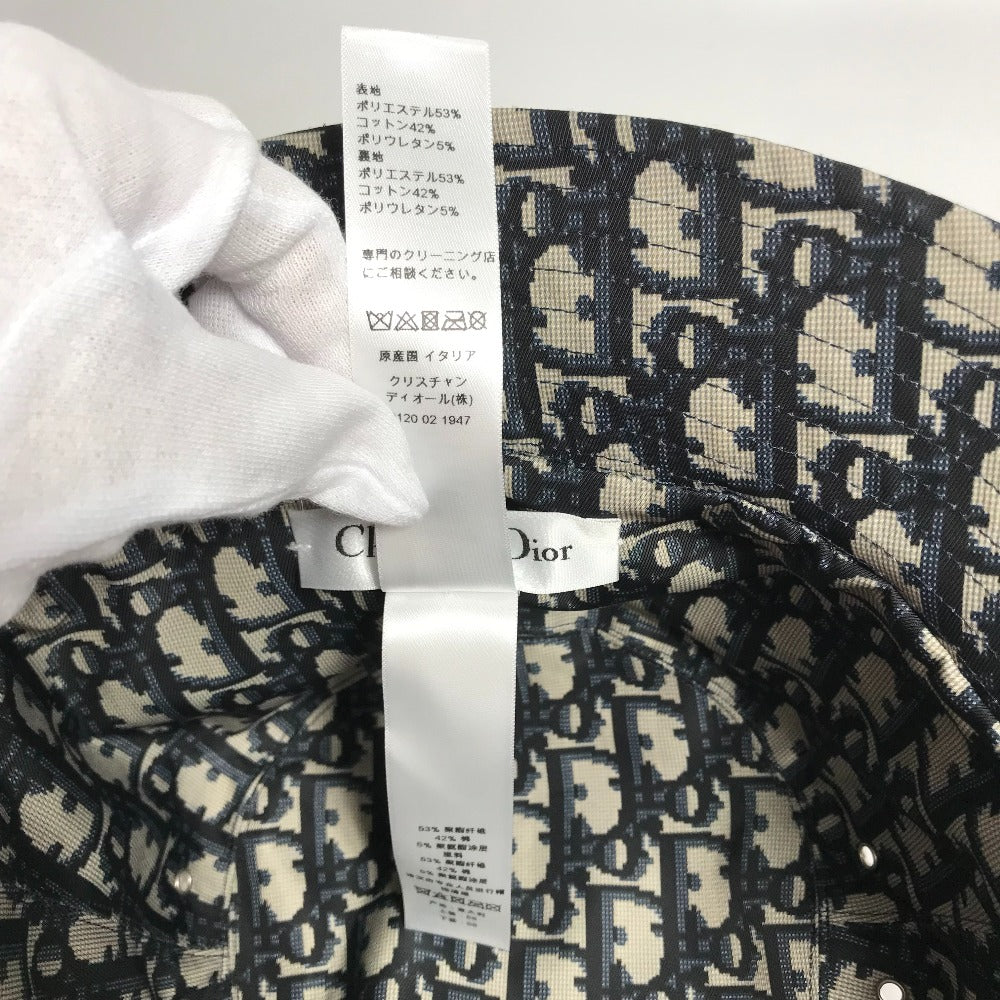 Dior hat 95TDD923A130 polyester Navy Oblique TEDDY-D Bob Hat Women 58 Used Authentic