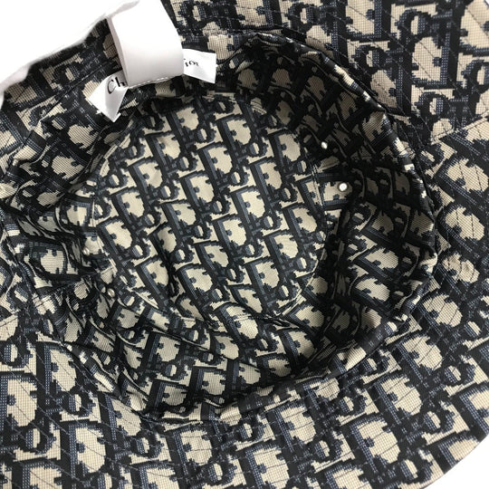 Dior hat 95TDD923A130 polyester Navy Oblique TEDDY-D Bob Hat Women 58 Used Authentic