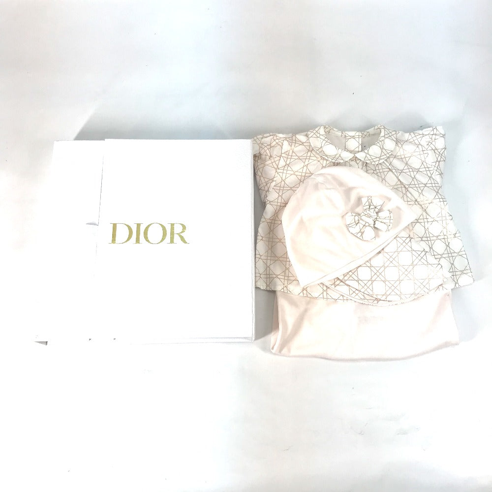 Dior Knit hat cotton pink Cannage poplin and cotton interlock baby shower gift set Kids 3 Used Authentic