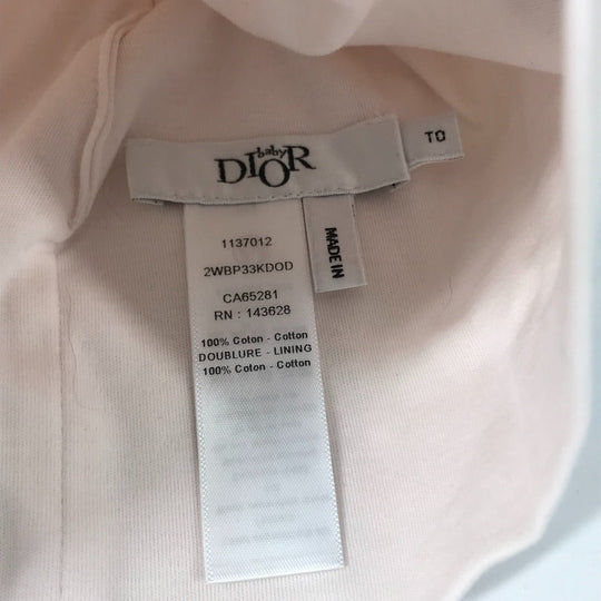 Dior Knit hat cotton pink Cannage poplin and cotton interlock baby shower gift set Kids 3 Used Authentic